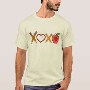 XOXO Teacher Valentine's Day Pencil And Apple T-Shirt