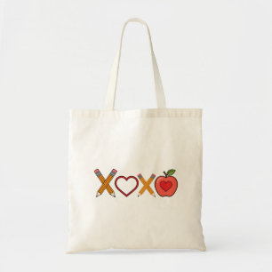 XOXO Teacher Valentine's Day Pencil And Apple  Tote Bag