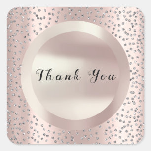 XOXO Thank You Grey Rose Pearl Confetti Grey Favou Square Sticker