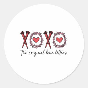 Xoxo The Original Love Letters Retro Checked Valen Classic Round Sticker