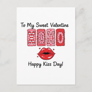 XOXO To My Sweet Valentine - Happy Kiss Day Lips Holiday Postcard