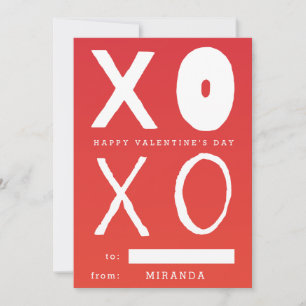 XOXO Typography Red Valentines Day Classroom Holiday Card