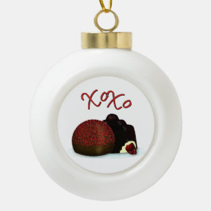 XOXO Valentine Bonbon and Dark Chocolate Ceramic Ball Christmas Ornament