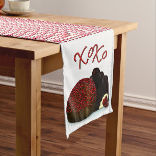 XOXO Valentine Bonbon and Dark Chocolate Long Table Runner