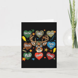 XOXO Valentine Buck Camo Deer Retro Hunting Boys Card