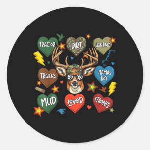 XOXO Valentine Buck Camo Deer Retro Hunting Boys Classic Round Sticker