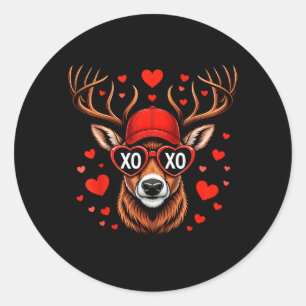XOXO Valentine Buck Camo Deer Retro Hunting Boys Classic Round Sticker