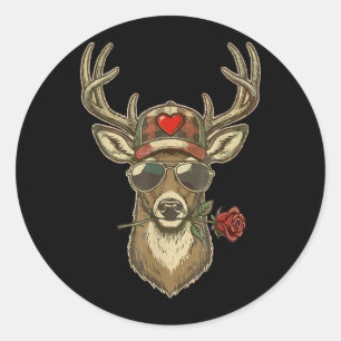XOXO Valentine Buck Camo Deer Retro Hunting Boys Classic Round Sticker
