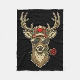 XOXO Valentine Buck Camo Deer Retro Hunting Boys Fleece Blanket