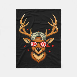 Xoxo valentine buck camo deer retro hunting boys fleece blanket