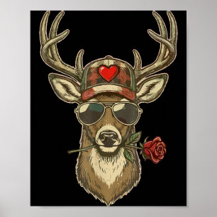 XOXO Valentine Buck Camo Deer Retro Hunting Boys Poster