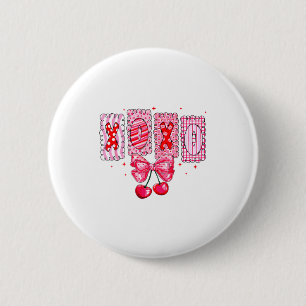 Xoxo Valentine Coquette Cherry Bow Red Heart Girls 6 Cm Round Badge