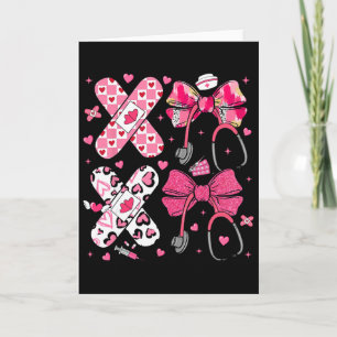 Xoxo Valentine Nurse Pink Bow Rn Pct Cna Nurse Gir Card