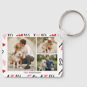 XOXO Valentines 3 Photo Collage Key Ring