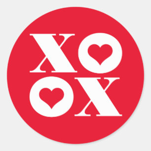 xoxo valentine's circle sticker