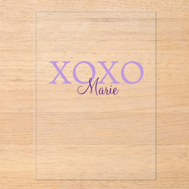 Xoxo valentine's day add name purple pastel minima acrylic invitations (Front)