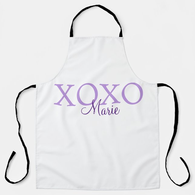 Xoxo valentine's day add name purple pastel minima apron (Front)