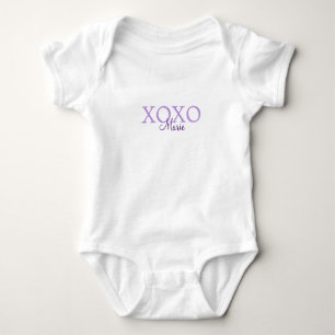 Xoxo valentine's day add name purple pastel minima baby bodysuit