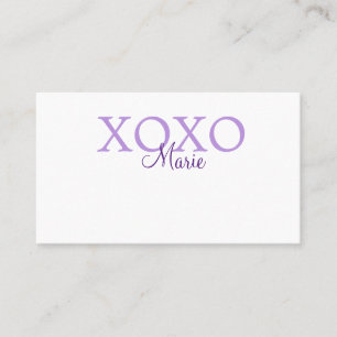Xoxo valentine's day add name purple pastel minima business card
