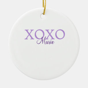 Xoxo valentine's day add name purple pastel minima ceramic ornament
