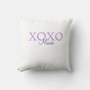 Xoxo valentine's day add name purple pastel minima cushion
