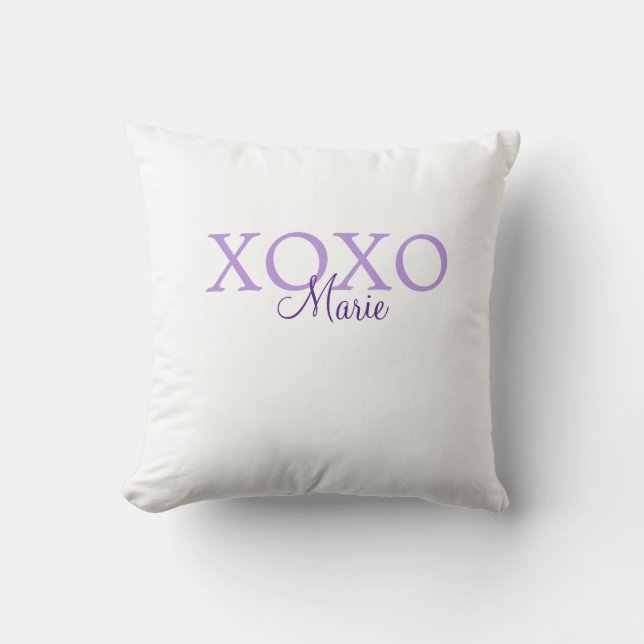 Xoxo valentine's day add name purple pastel minima cushion (Front)