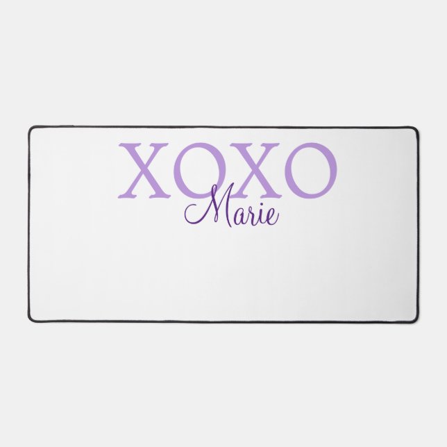 Xoxo valentine's day add name purple pastel minima desk mat (Front)