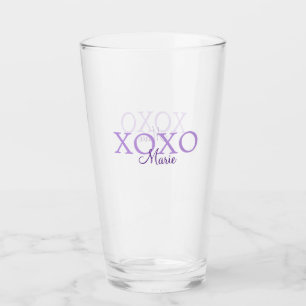 Xoxo valentine's day add name purple pastel minima glass