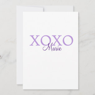 Xoxo valentine's day add name purple pastel minima invitation