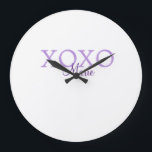 Xoxo valentine's day add name purple pastel minima large clock<br><div class="desc">beautiful design</div>