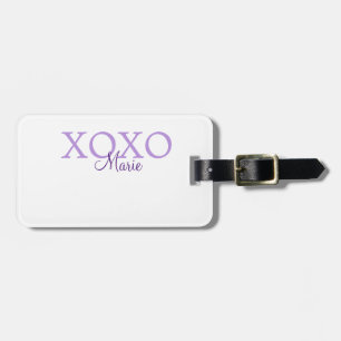 Xoxo valentine's day add name purple pastel minima luggage tag