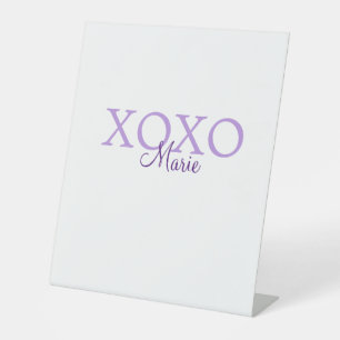 Xoxo valentine's day add name purple pastel minima pedestal sign