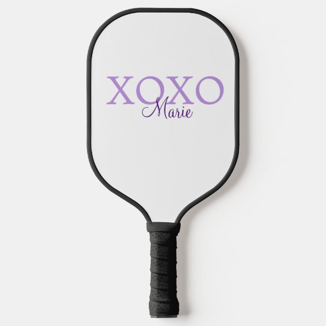 Xoxo valentine's day add name purple pastel minima pickleball paddle (Front)