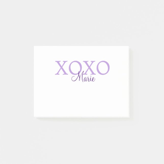Xoxo valentine's day add name purple pastel minima post-it notes (Front)