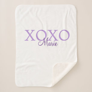 Xoxo valentine's day add name purple pastel minima sherpa blanket