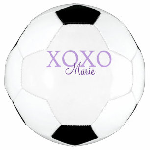 Xoxo valentine's day add name purple pastel minima soccer ball