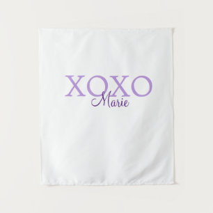 Xoxo valentine's day add name purple pastel minima tapestry