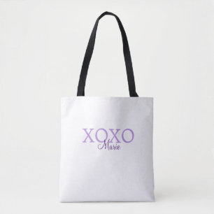 Xoxo valentine's day add name purple pastel minima tote bag
