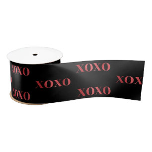 XOXO valentine's day Chic black red glitter Satin Ribbon