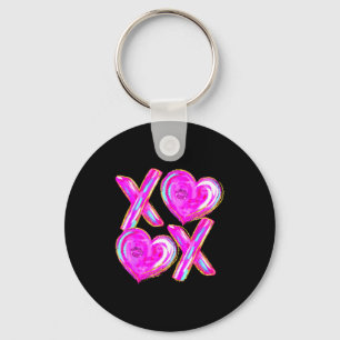 Xoxo Valentines Day Love Funny Coquette Bow Checke Key Ring