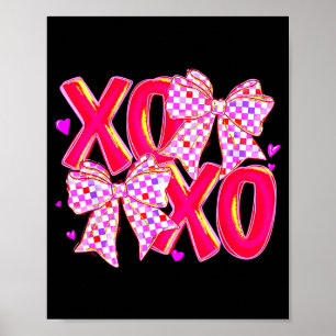 Xoxo Valentines Day Love Funny Coquette Bow Checke Poster