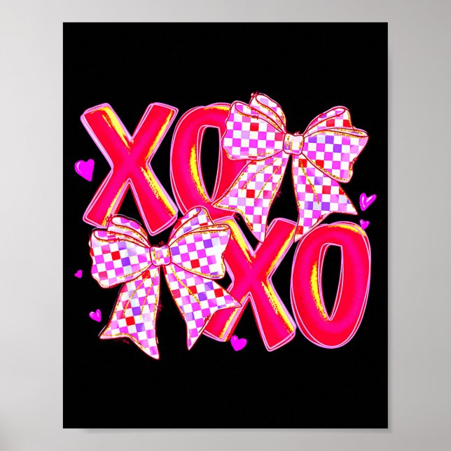 Xoxo Valentines Day Love Funny Coquette Bow Checke Poster (Front)
