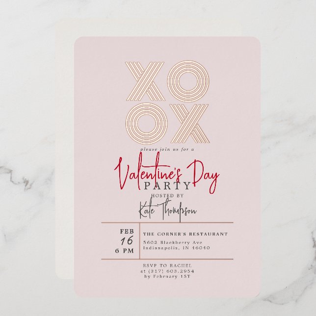 XOXO Valentine's Day Party Rose Gold  (Front/Back)
