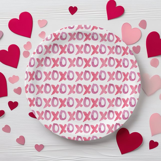 XOXO Valentine's Day Patterned Paper Plate (Creator Uploaded)