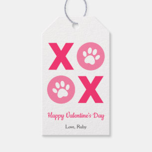 XOXO Valentine's Day Paw Print Pattern Gift Tags