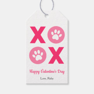 XOXO Valentine's Day Paw Print Pattern Gift Tags