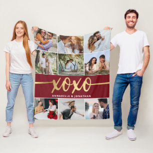 XOXO Valentine's Day Photo Collage  Fleece Blanket
