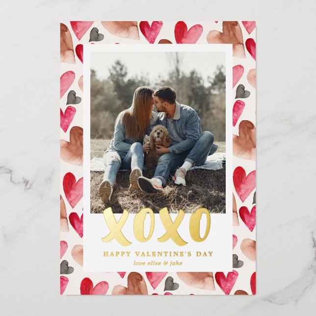 XOXO Valentine's Day Photo Holiday Card (Front)