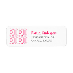 XOXO Valentine's Day Pink Return Address Label