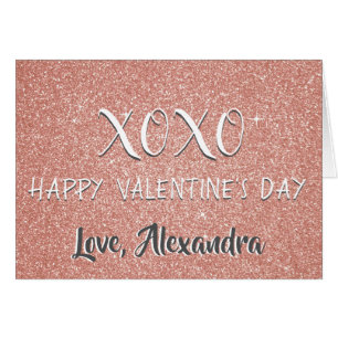 XOXO Valentine's Day Pink Rose Gold Sparkle